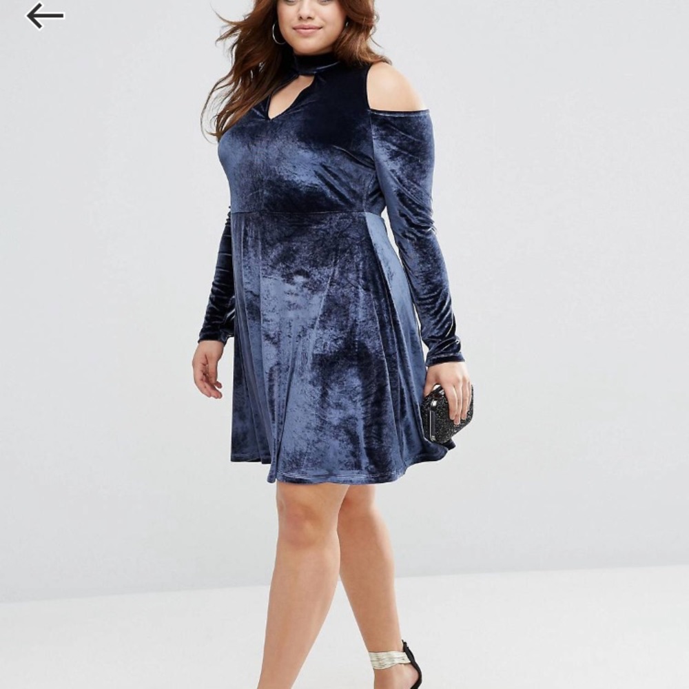 Asos curve velvet cold shoulder dress